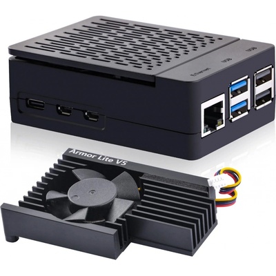52Pi Krabička pro RPi 5 s aktivním chlazením Armor lite V5 – Zboží Mobilmania