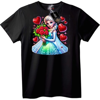 NOONEBRAND Тениска Елза с рози и сърца - S, Black