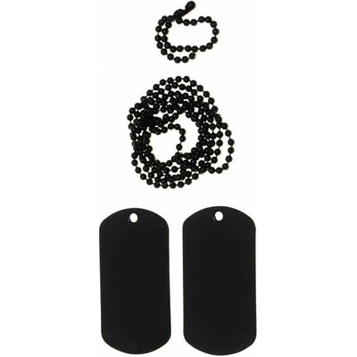 ID známka US (Dog Tag) - plechy + řetízky černá