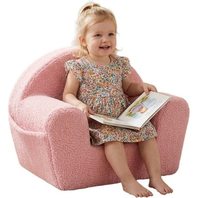 New Baby Dětské křeslo s boční kapsou Teddy pink – Zboží Dáma