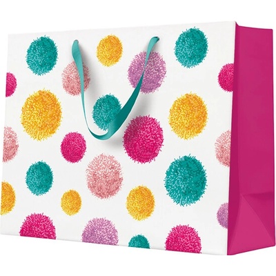 Darčeková taška Colorful Pompoms hotrizontal 26,5x33x13,5 cm