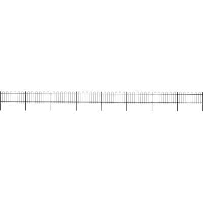 OMAXI Zahradní plot s obloukem nahoře ocelový 1339 x 80 cm černý 710754
