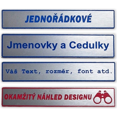 Jmenovky - cedulky na dveře - jeden řádek - modrý text
