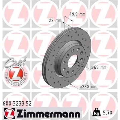 Brzdový kotúč ZIMMERMANN 600.3233.52