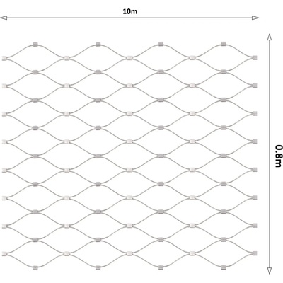 Lanková sieť, 0,8 x 10 m, oko 50 x 50 mm, ø 1,5 mm, AISI 316