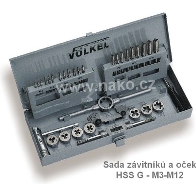 VÖLKEL 49501 kazeta M3-M12 závitníky + očka HSS G (M1-II)
