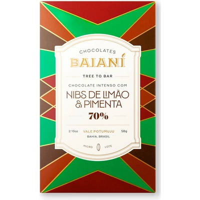 Baianí Chocolates 70% hořká Lime and Chilli Nibs Vale Potumuju 58 g