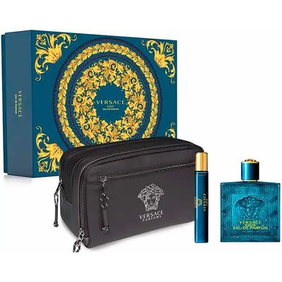 Versace Eros Подаръчен комплект, парфюмна вода 100ml + парфюмна вода 10ml + козметични чанта, мъже
