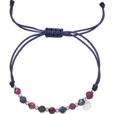 Pavona Textilní náramek fialový s korálky ruby a natural sapphire 13059.3