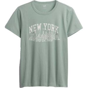 GAP V-frch ss fav crew graphic светло-зелено, бяло xs (824042-05)