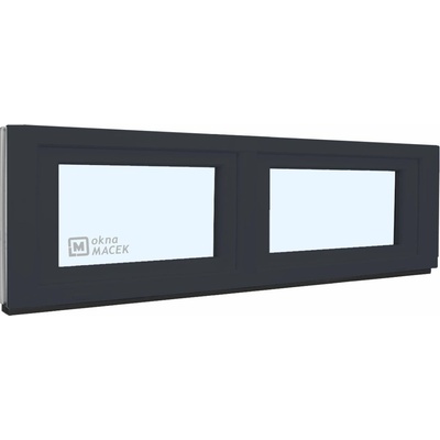 KNIPPING Plastové okno - 70 AD, 2400x500 mm, S/S, antracit Sklo: ornamentální (kůra čirá), Barva, imitace: antracit/bílá (jednostranně)