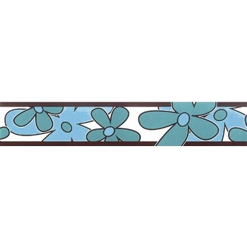 IMPOL TRADE 69045 Samolepící bordura květy tyrkysově zelené, rozměr 5 m x 6,9 cm