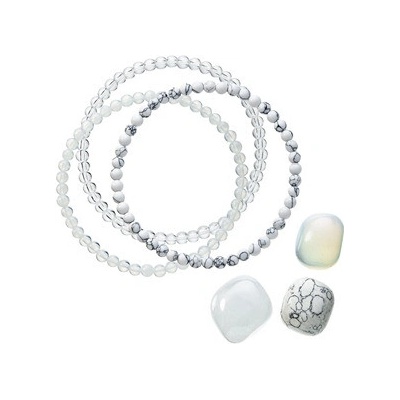 Evolution Group Cz Náramky s minerálními kameny howlite, křemen, opalit 43043.3 bílá