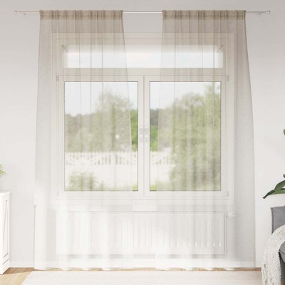 vidaXL Перде от воал С завеси 2 pcs Пясък 225 x 140 см Полиестер (4108019)