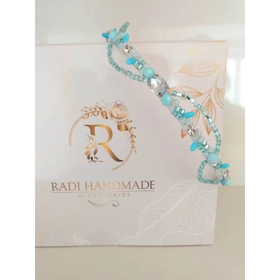 Radi handmade Елегантна диадема със светло син жадеит и кристали (437)