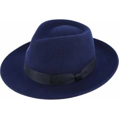 Fiebig plstěný klobouk fedora zimní limitovaná kolekce královsky modrý