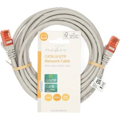 Nedis CCGL85230GY50 UTP Cat6 пач кабел, RJ45 с позлатени контакти, дължина 5 м (CCGL85230GY50)