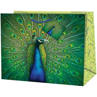 Taška dárková Maxi matt horizontální 26,7 x 33 x 13,7cm TL - motiv páv