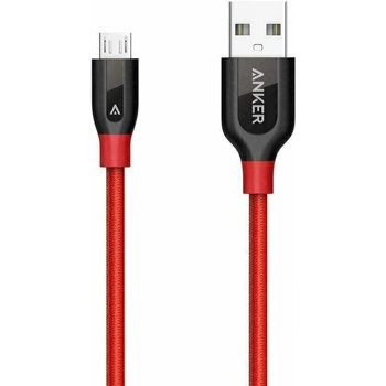 Anker Качествен плетен кабел за зареждане на устройства с microUSB порт (90 см) - Anker Powerline+ Nylon Micro USB cable 90 cm (червен) (A8142G91)