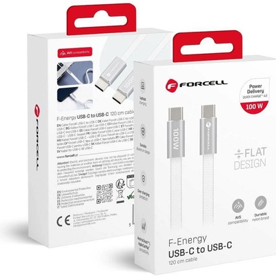 Forcell CCFN23 USB-C / USB-C plochý 100W PD QC4.0 AVS 1,2m bílý