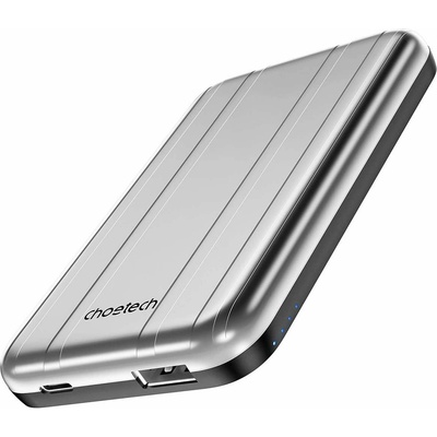Choetech Преносима външна батерия с USB-C и USB-A портове и безжично зареждане с MagSafe - Choetech B655 Wireless MagSafe Powerbank 5000 mAh (сребрист) (B665)