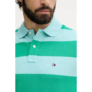 Tommy Hilfiger тениска с яка мъжка от памук с еластан (MW0MW39045) - answear - 105,60 лв