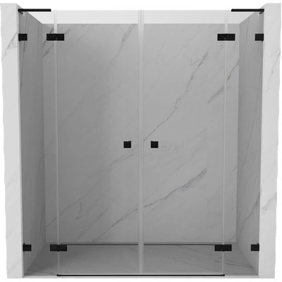 Mexen Lunar L Duo врати за душ, отваряеми, 170 см, прозрачни, черни - 834DL-170-000-70-00 (834DL-170-000-70-00)