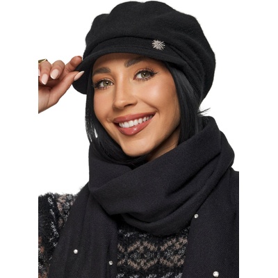 Fashionweek Dámská čepice zimní klobouček vlněný klobouk KARR306 Černá versal