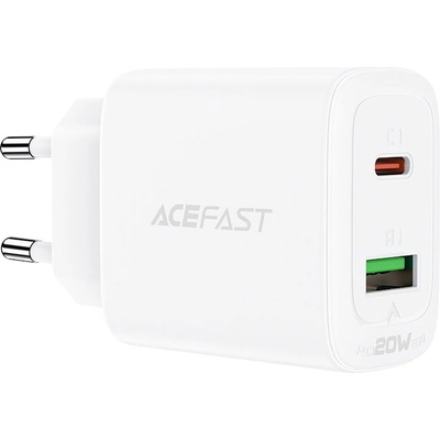 ACEFAST Dual Wall Charger 20W - захранване за ел. мрежа с USB-A и USB-C изходи и технология за бързо зареждане (бял) (D62979)