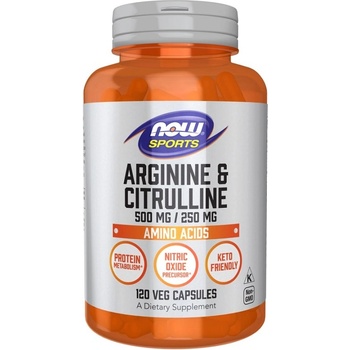 NOW NOW Arginine and Citrulline, 120 Veg Capsules