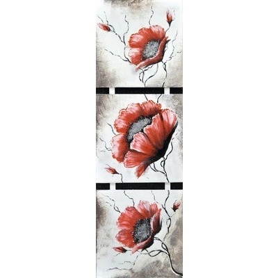 Obraz na plátne Červené kvety 33x105 cm