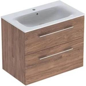 Geberit Комплект стенен шкаф и мивка Geberit Selnova, орех, 2 чекмеджета, 80 см (501.242.00.1)