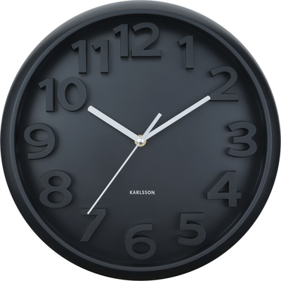 Karlsson Elevated Classic Numbers стенен часовник, черен мат (KA6052BK)