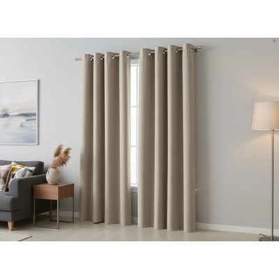 Dekorační zatemňující závěs SUPER BLACKOUT s kroužky světle béžová color 015 (cena za 1 kus) 140x250 cm 100% stínění Mybesthome