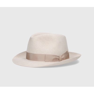 Luxusní klobouk Fedora s bílou stuhou 50 grammi Borsalino bílý