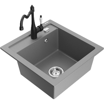 Mexen Vito кухненска мивка от гранит с 1 отделение и смесител Carla, сив - 6503-71-670700-70 (6503-71-670700-70)