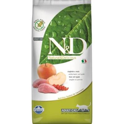 N&D CAT Prime Adult GRAIN FREE Boar & Apple - пълноценна храна за пораснали котки над 1 година, с глиганско месо и ябълка - 5 кг PND0500016