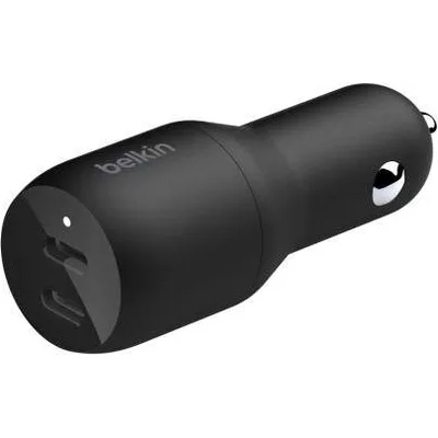 Belkin Boost Charge Dual USB-C 36W Car Charger - зарядно за кола с два USB-C изхода за зареждане на мобилни устройства с USB-C (черен)