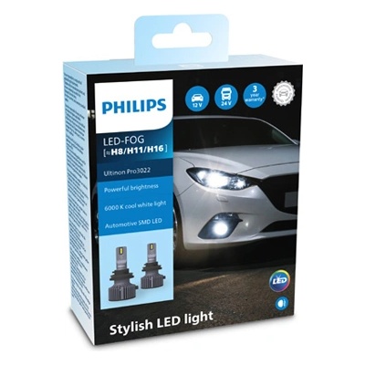 Крушка, LED, фар за мъгла PHILIPS [~H8/H11/H16], 12/24V, 24W, 6000K, 1800lm, 2 бр