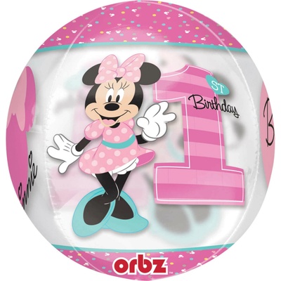 Amscan Guľa Minnie 1. narodeniny 38 x 40cm fóliový balónik