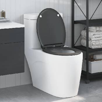 vidaXL Тоалетна седалка Антрацит 45, 5 x 37, 5 x 3, 8 см Дуропласт (42002362)