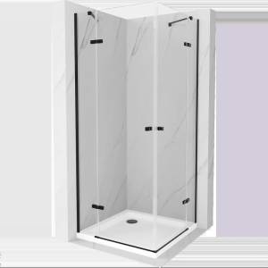 Mexen Roma Двойна душ кабина с отваряеми врати 90 x 90 см, прозрачна, черна + (854-090-090-70-02-4010B)