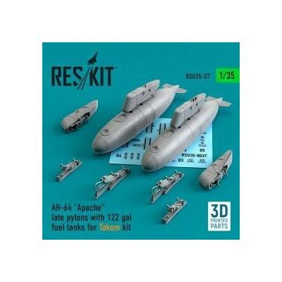 Takom Reskit AH-64Apache late pylons with 122 gal fuel tanks for kit 3D Printed 1:35