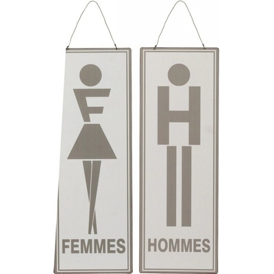 2ks závěsná kovová cedule Men Women, Femmes Hommes - 16*46 cm - J-Line by Jolipa