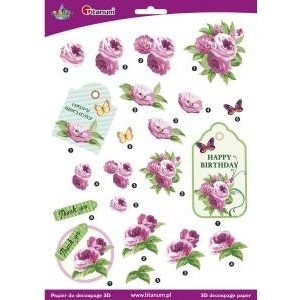 TITANUM Decoupage paper 3D flowers peonies sheet