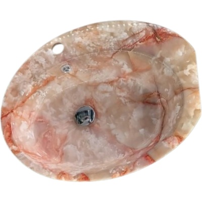 Inter Ceramic Умивалник за баня розов мрамор 851, за плот 61х47 см (851r)