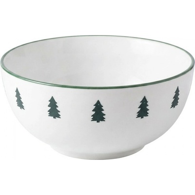 Clayre & Eef Bílá keramická miska s motivem stromků 16 x 7 cm 500 ml