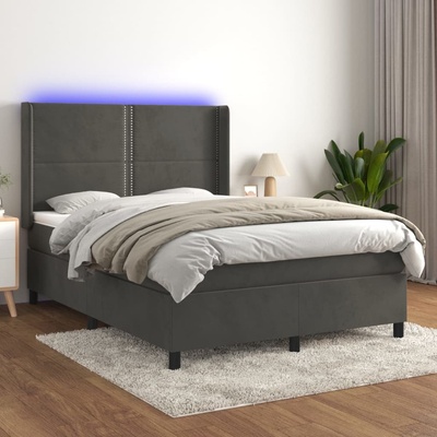 Petrashop 3139500 boxspring postel s matrací a LED tmavě šedá samet