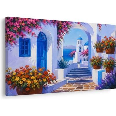 Obraz středomořské zákoutí s modrou kupolí - 120x80