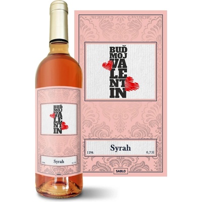 Sablio Buď môj Valentín 2 Syrah ružové suché víno 12 % 0,75 l (čistá fľaša)